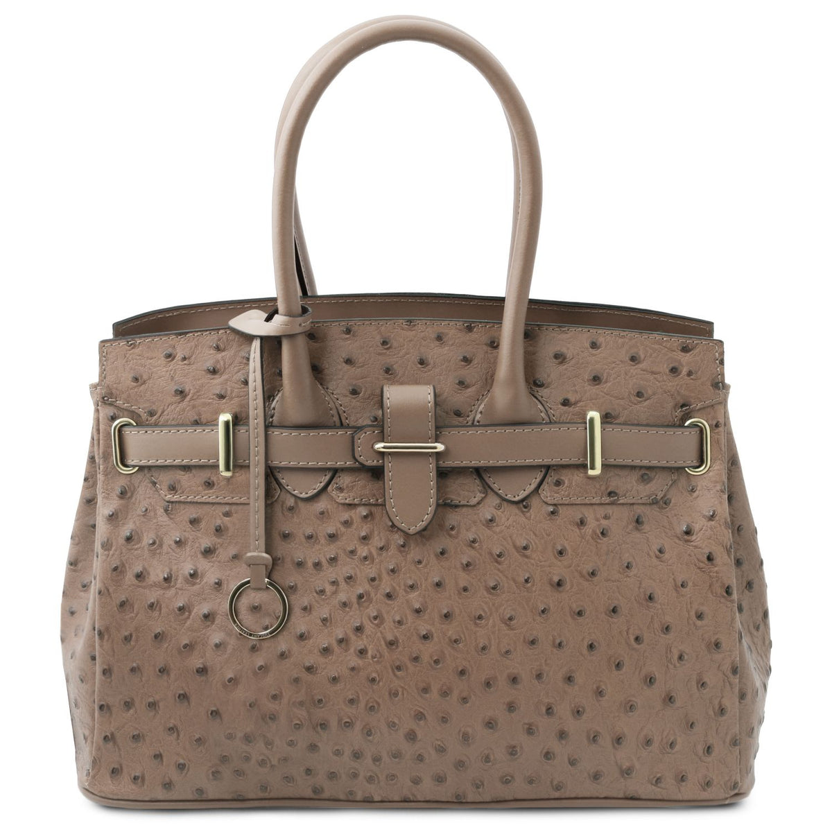 TL Bag - Handbag in ostrich-print leather