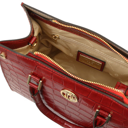 Croque - Croc print leather tote handbag | TL142504