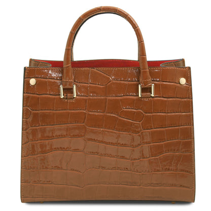 Croque - Croc print leather tote handbag | TL142504