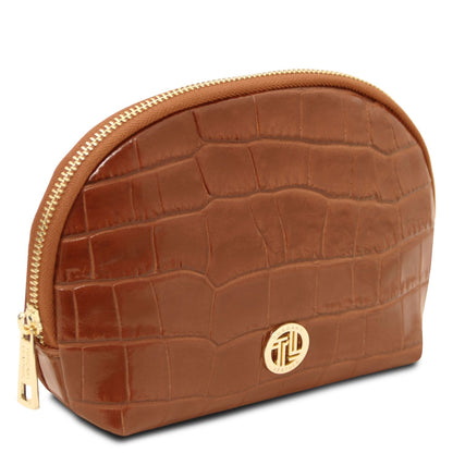 Vera - Croc print leather toiletry case | TL142514