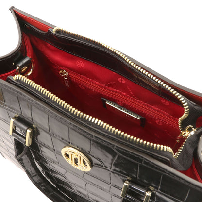Croque - Croc print leather tote handbag | TL142504