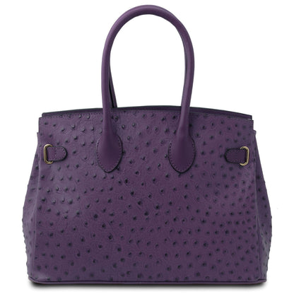 TL Bag - Handbag in ostrich-print leather | TL142120 - Premium Leather handbags - Shop now at San Rocco Italia