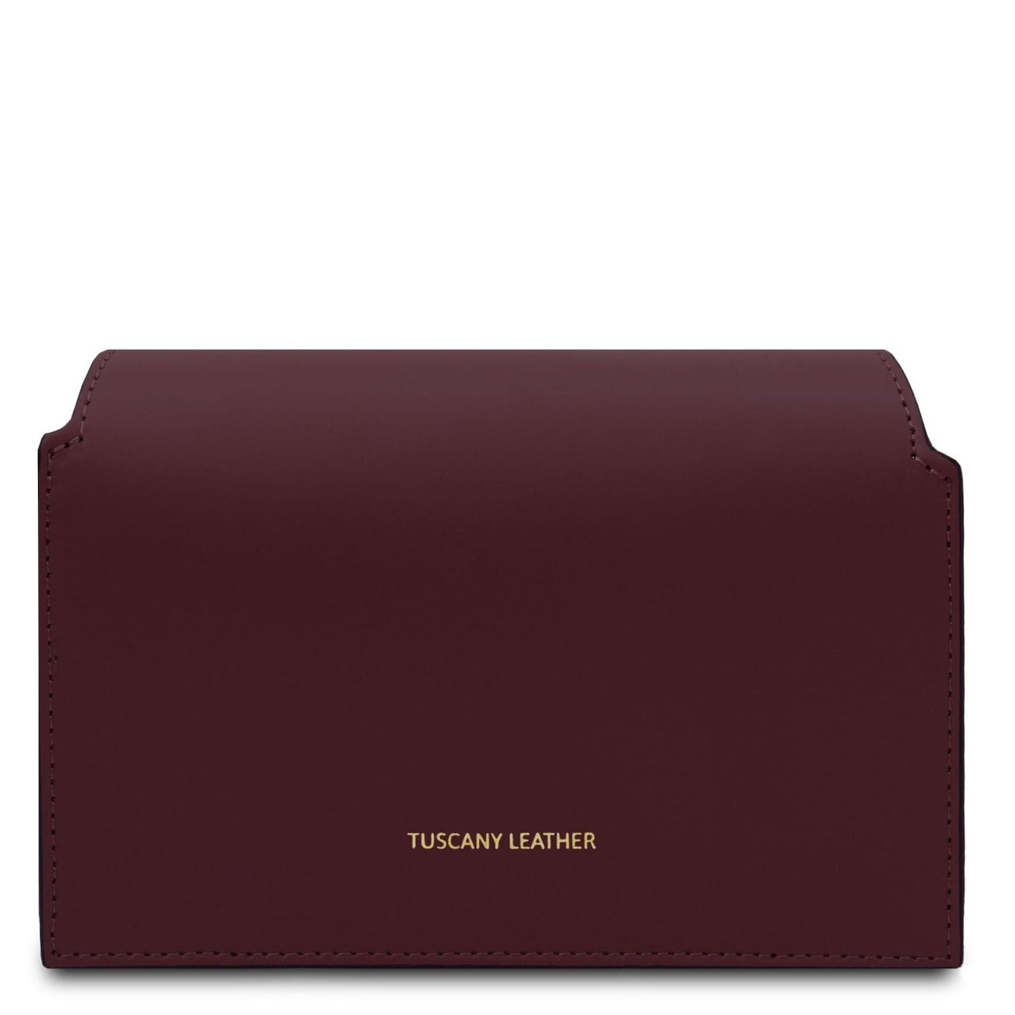 TL Bag - Leather shoulder bag | TL142253 in smooth burgundy leather with gold-tone logo detail on white background