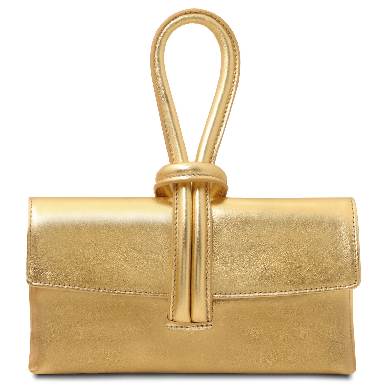 Leather handbags Gold TL Bag - Metallic leather clutch | TL141993 San Rocco Italia