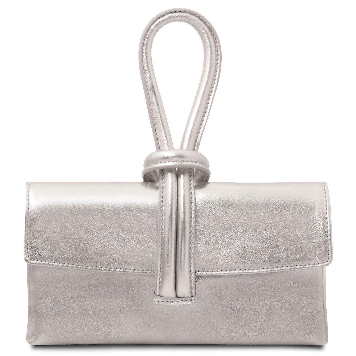 Leather handbags Silver TL Bag - Metallic leather clutch | TL141993 San Rocco Italia