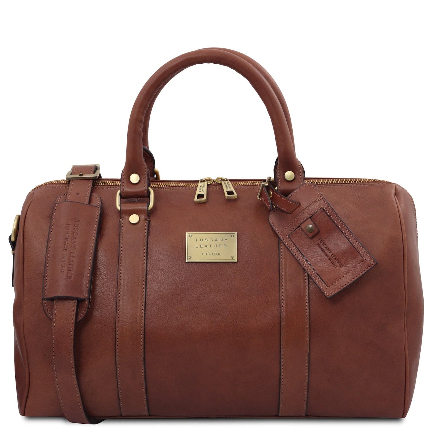 TL Voyager - Travel leather duffle bag with pocket on the back side - Small size | TL141250 - Premium Leather Travel bags - Shop now at San Rocco Italia