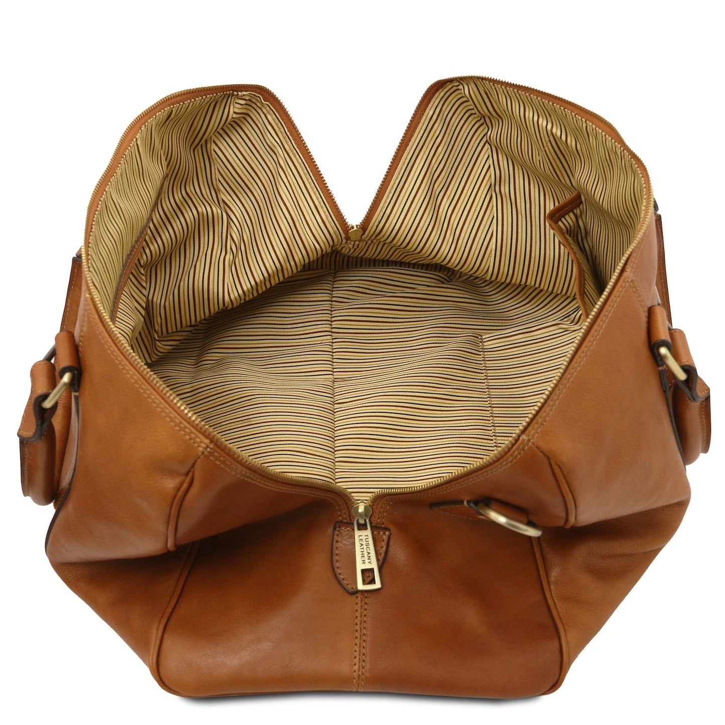 TL Voyager - Travel leather duffle bag with pocket on the back side in matte leather - Small size | TL141250 - Premium Leather Travel bags - Shop now at San Rocco Italia