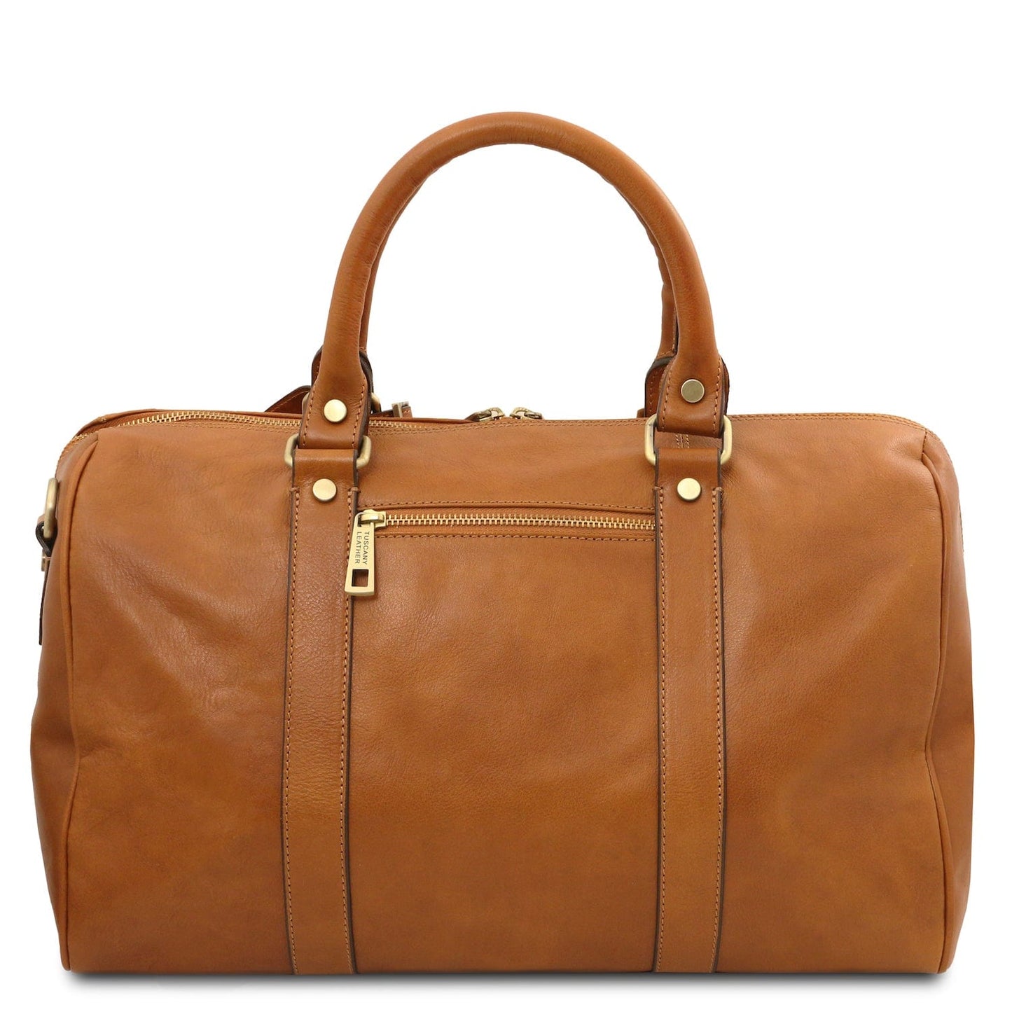 TL Voyager - Travel leather duffle bag with pocket on the back side in matte leather - Small size | TL141250 - Premium Leather Travel bags - Shop now at San Rocco Italia