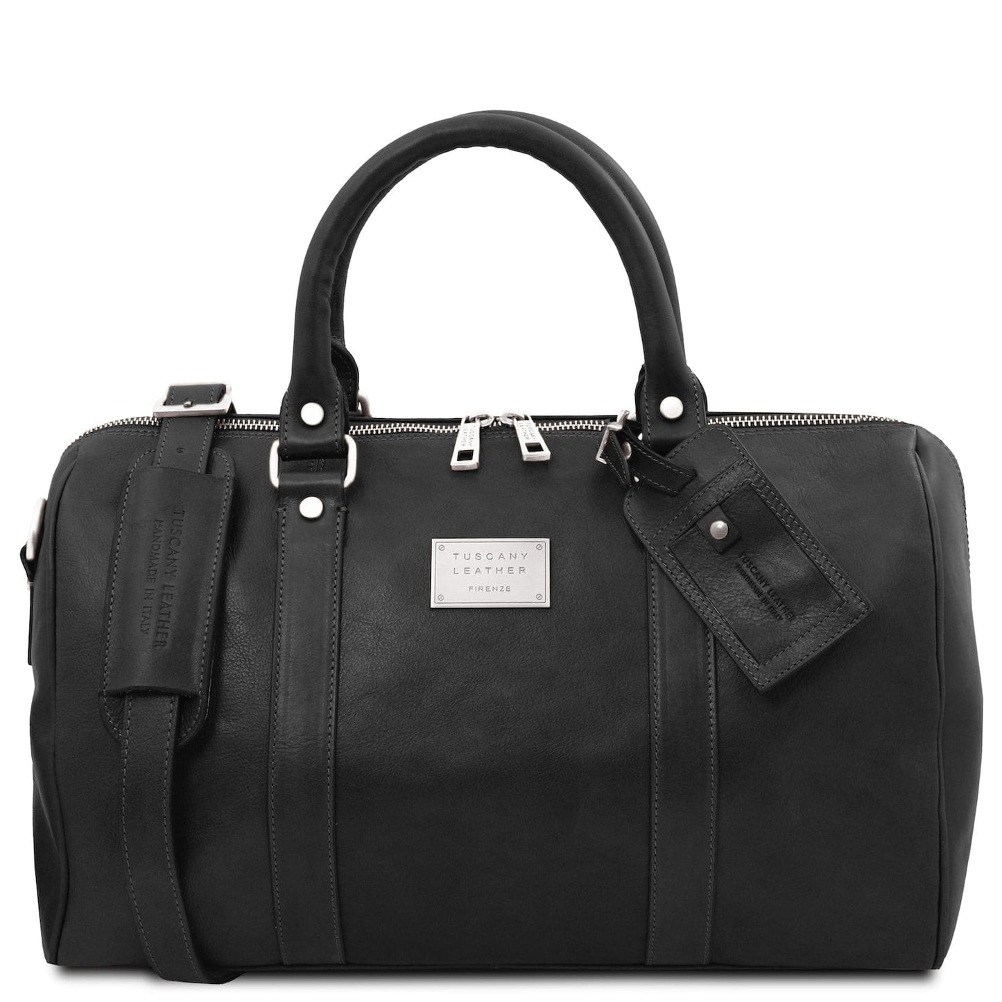 TL Voyager - Travel leather duffle bag with pocket on the back side in matte leather - Small size | TL141250 - Premium Leather Travel bags - Shop now at San Rocco Italia
