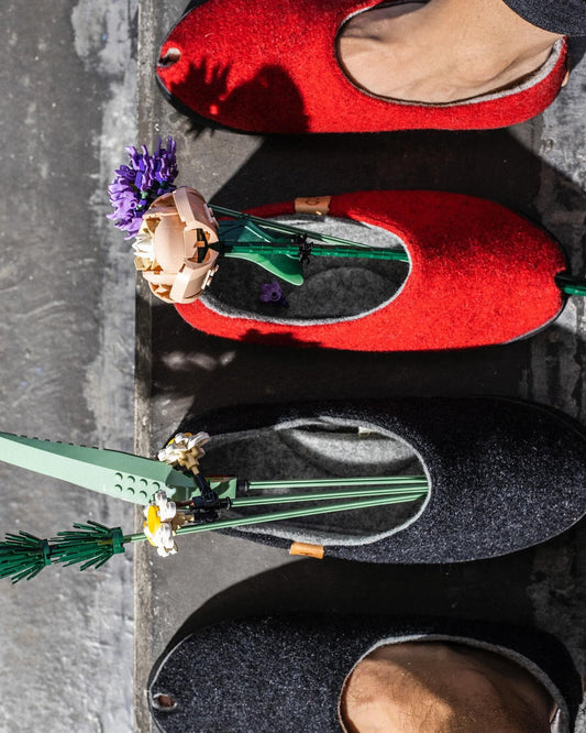 Slippers TOKU Brussels Wool Slippers - Red San Rocco Italia