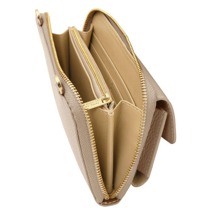 Urania - Leather phone wallet with strap | TL142433 - Premium Leather shoulder bags - Shop now at San Rocco Italia