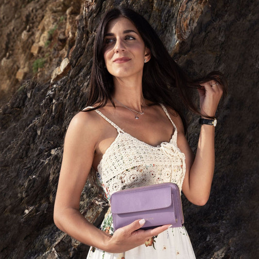 Leather shoulder bags Urania - Leather phone wallet with strap | TL142433 San Rocco Italia