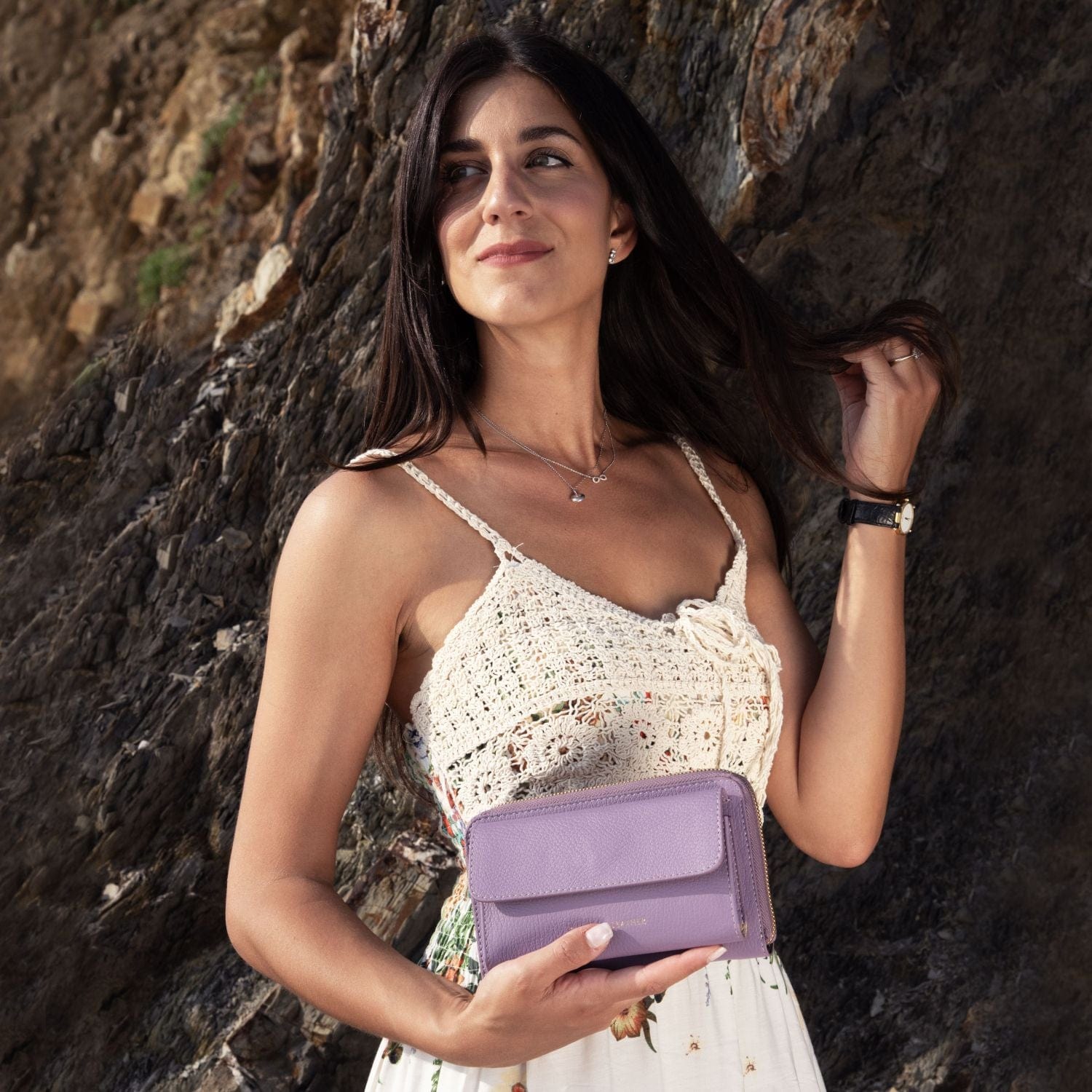 Leather shoulder bags Urania - Leather phone wallet with strap | TL142433 San Rocco Italia