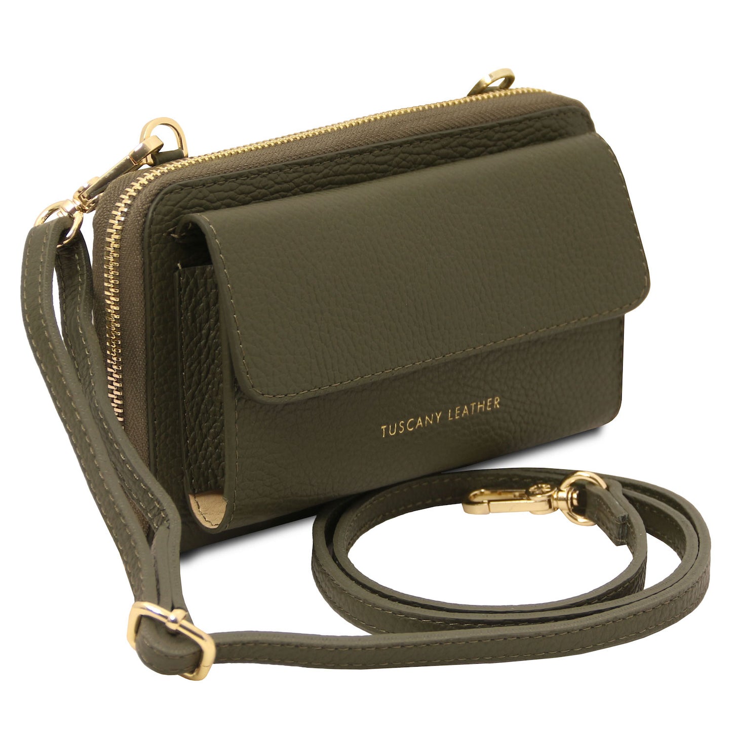 Leather shoulder bags Urania - Leather phone wallet with strap | TL142433 San Rocco Italia