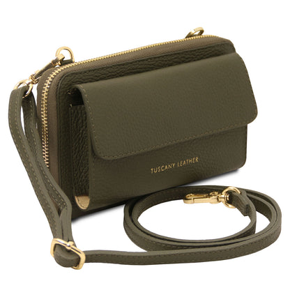 Leather shoulder bags Urania - Leather phone wallet with strap | TL142433 San Rocco Italia