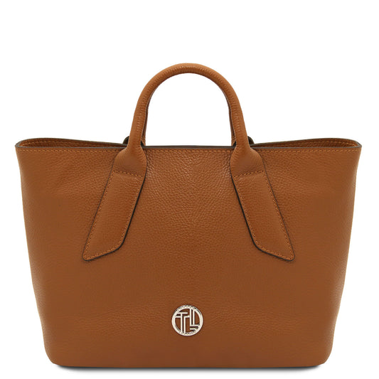 Leather handbags Cognac Viva - Italian leather tote bag | TL142498 San Rocco Italia