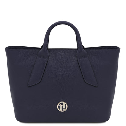 Leather handbags Dark Blue Viva - Italian leather tote bag | TL142498 San Rocco Italia