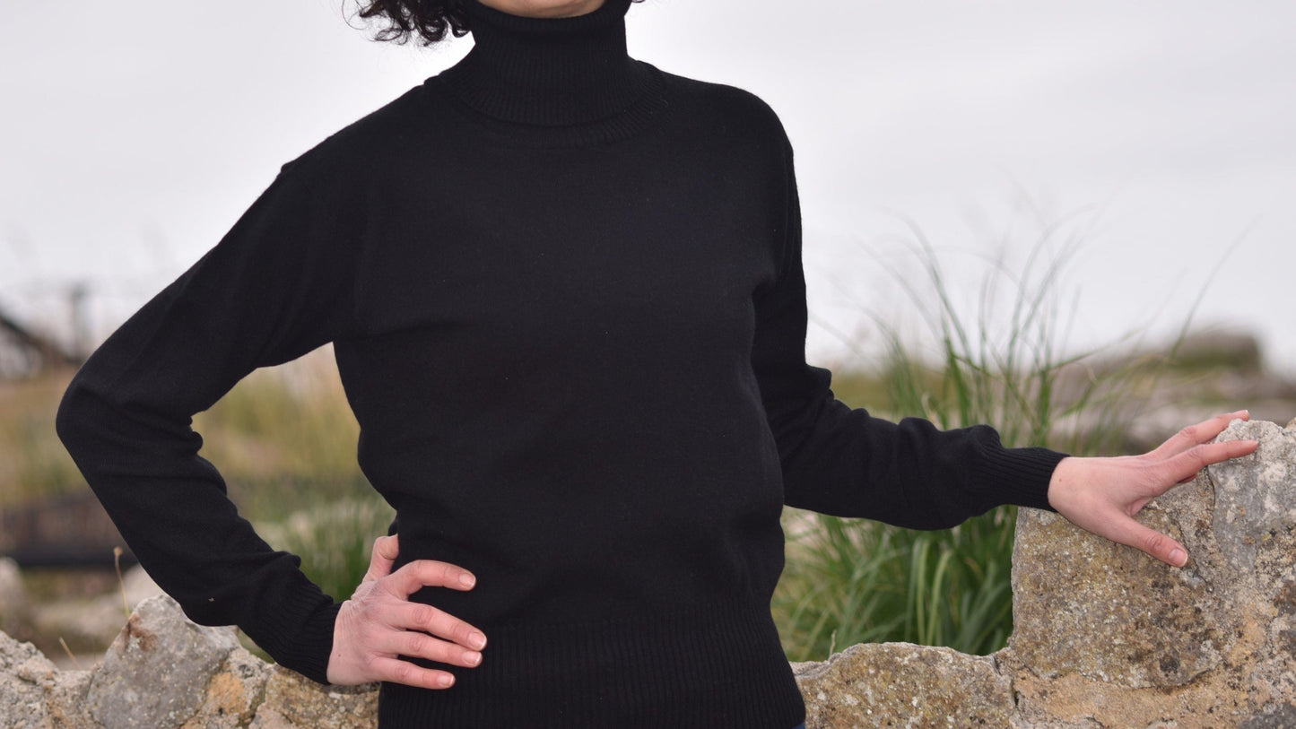 Women's Cashmere Black Turtleneck Sweater - Premium Sweaters - Shop now at San Rocco Italia