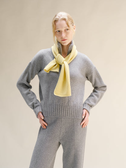 Knitwear Steel Grey / S Wool & Cashmere Mix High Neck Sweater with Zip San Rocco Italia