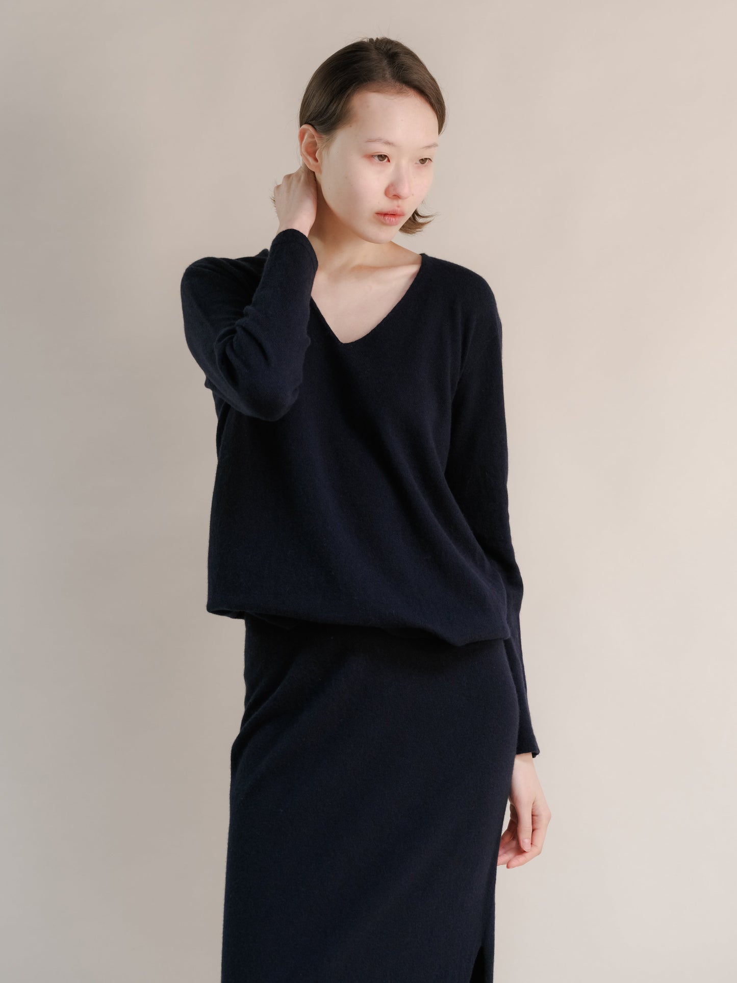 Knitwear Navy / S Wool & Cashmere Mix Maxi V-Neck Sweater San Rocco Italia