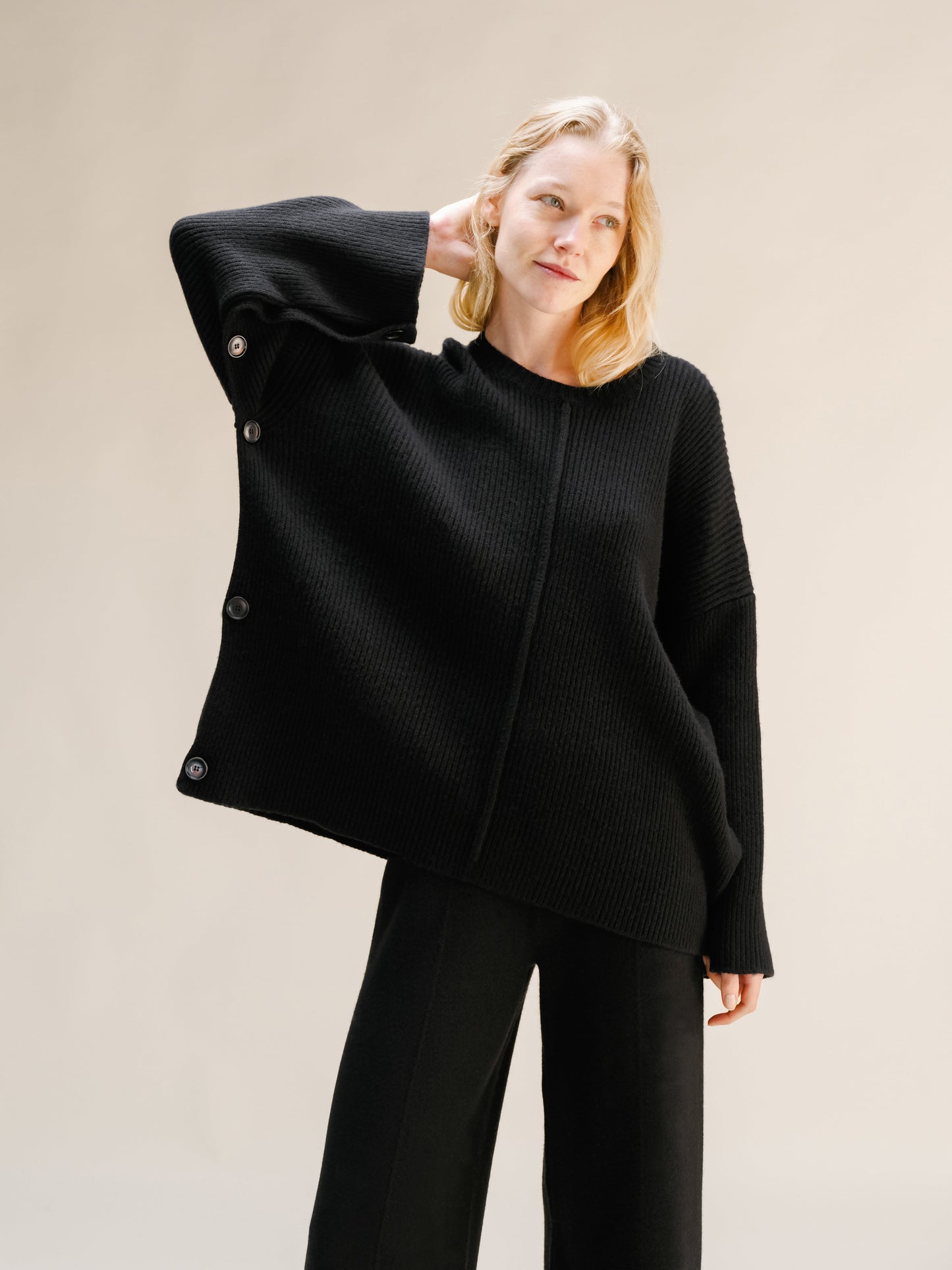 Knitwear Black / S Wool & Cashmere Mix Oversized Cape Sweater San Rocco Italia