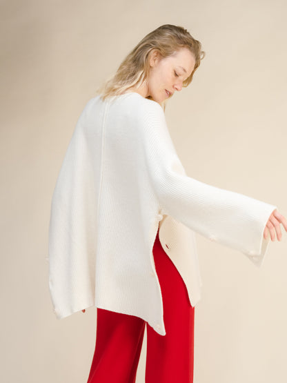 Knitwear Natural White / S Wool & Cashmere Mix Oversized Cape Sweater San Rocco Italia