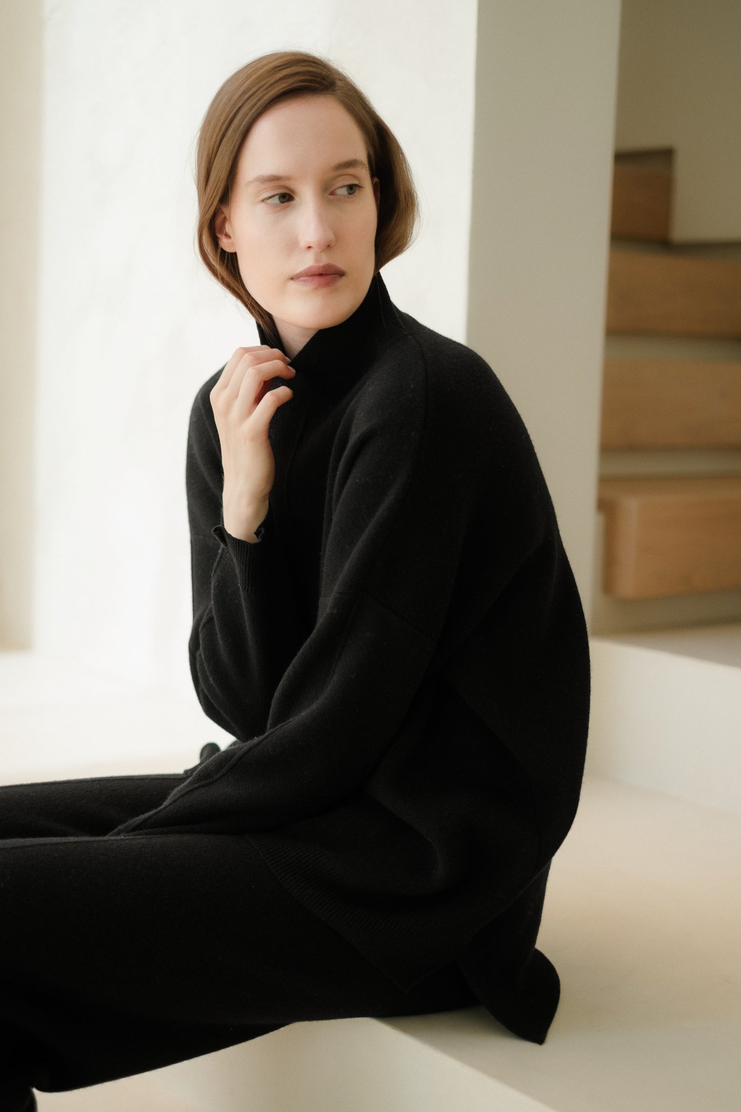 Knitwear Black / S Wool & Cashmere Mix Solid Maxi Turtleneck Sweater San Rocco Italia