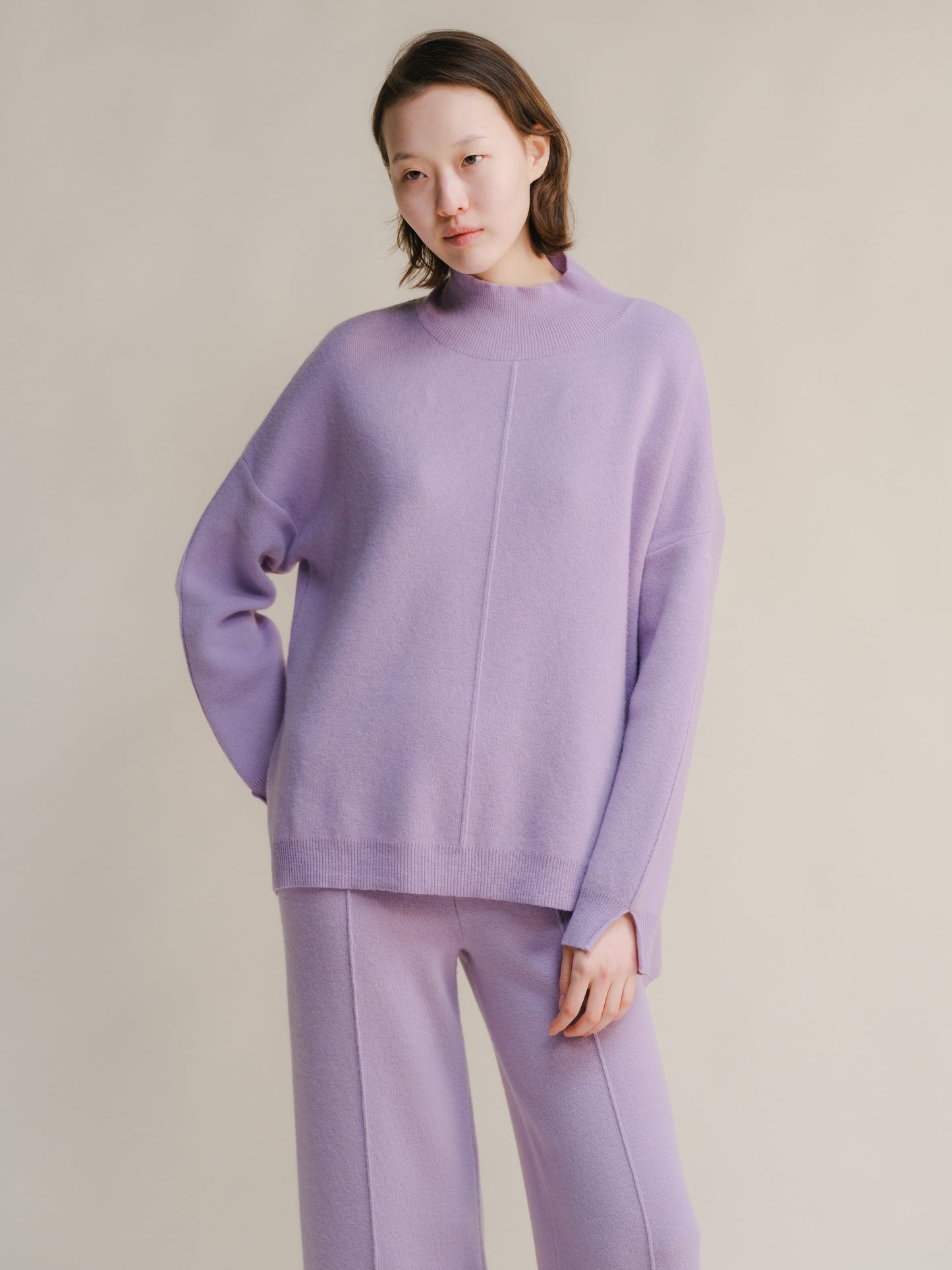 Knitwear Lavander / S Wool & Cashmere Mix Solid Maxi Turtleneck Sweater San Rocco Italia
