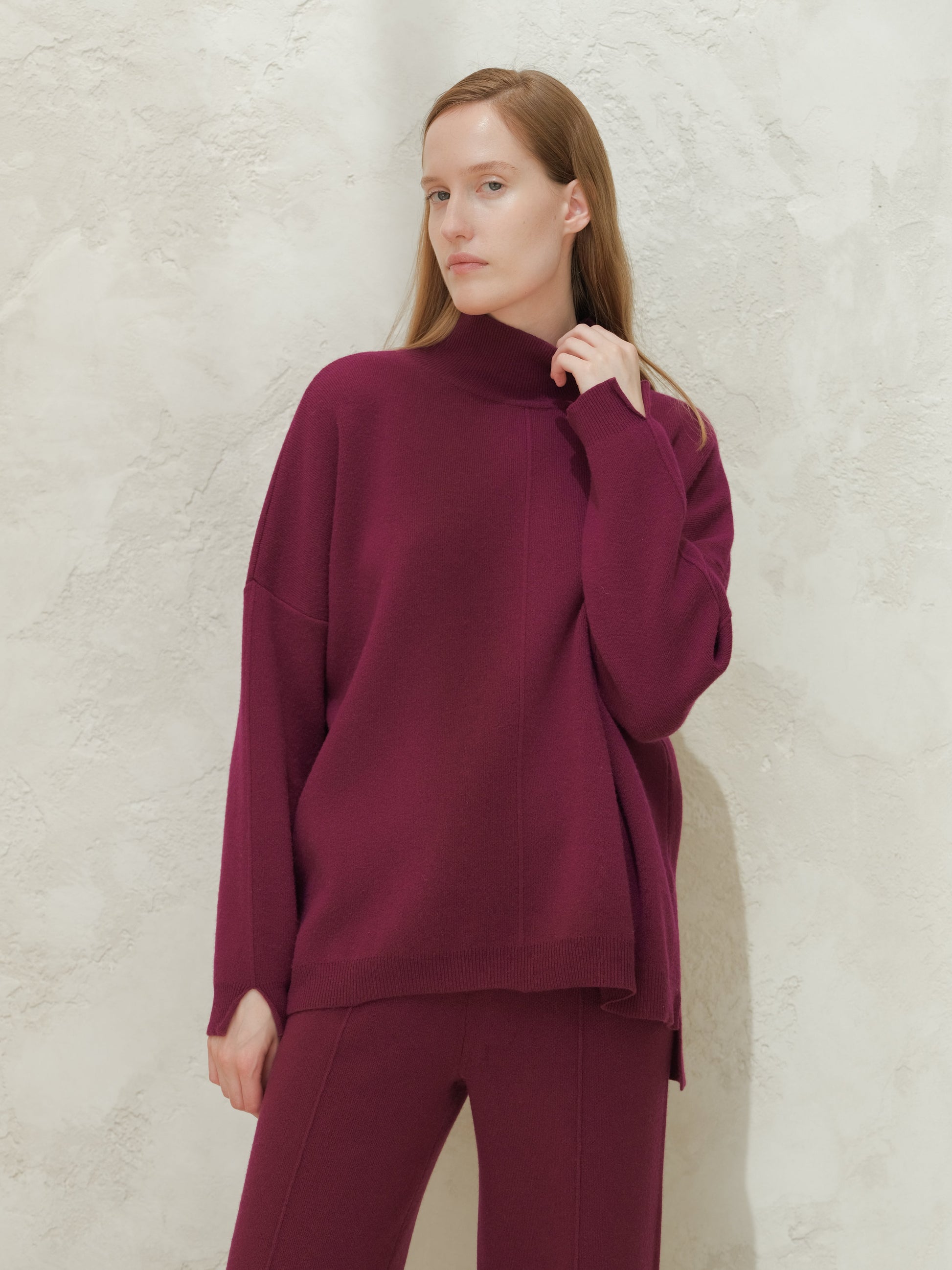 Knitwear Magenta / S Wool & Cashmere Mix Solid Maxi Turtleneck Sweater San Rocco Italia