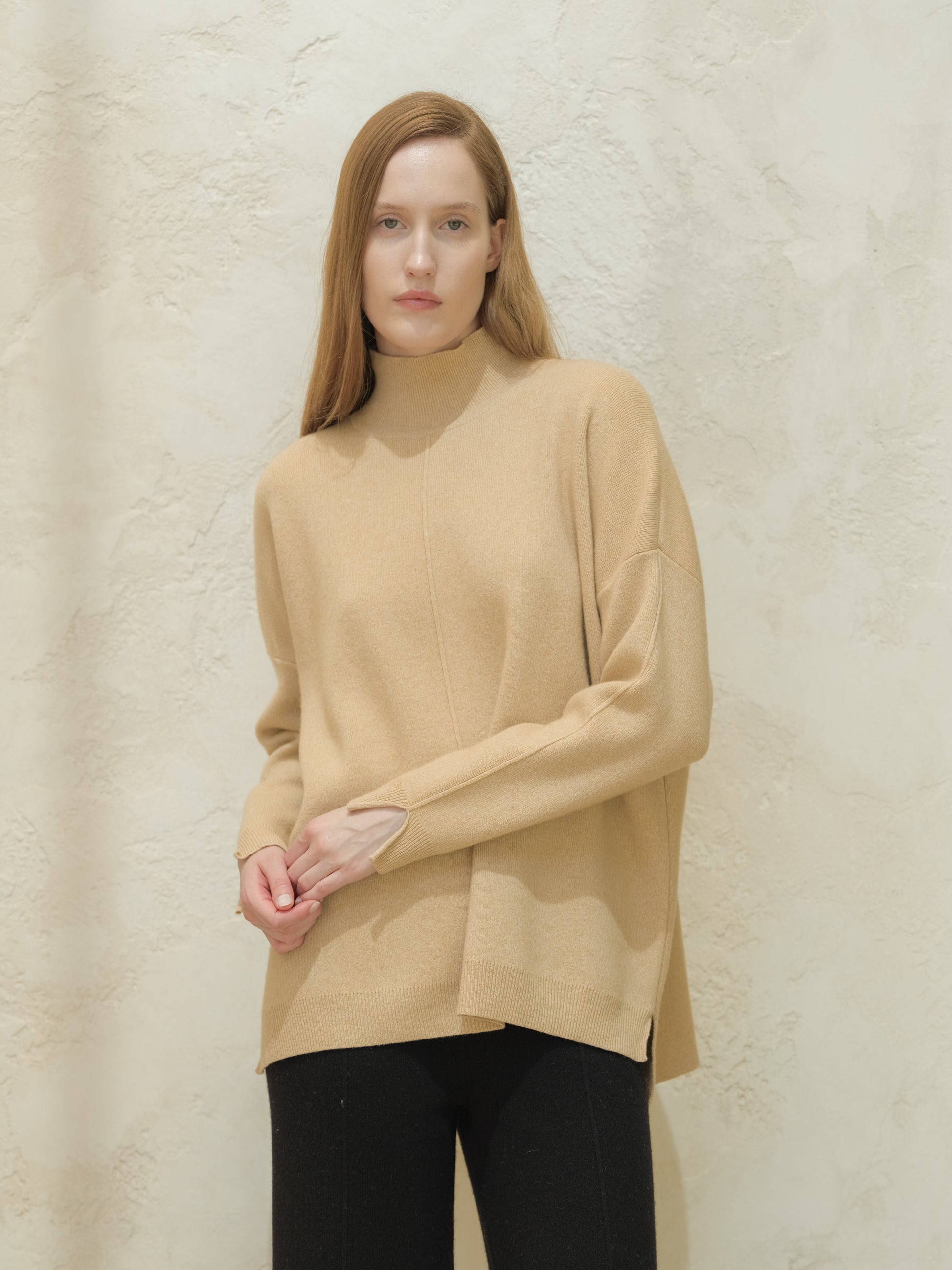 Knitwear Wool & Cashmere Mix Solid Maxi Turtleneck Sweater San Rocco Italia