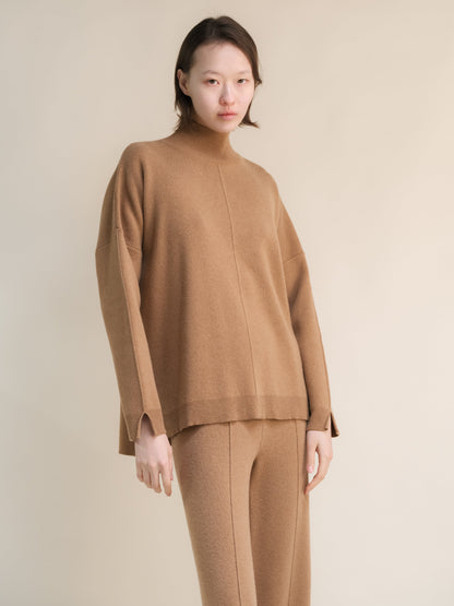 Knitwear Wool & Cashmere Mix Solid Maxi Turtleneck Sweater San Rocco Italia