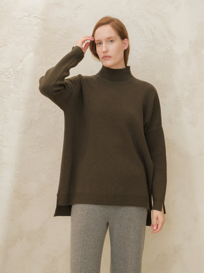 Knitwear Wool & Cashmere Mix Solid Maxi Turtleneck Sweater San Rocco Italia