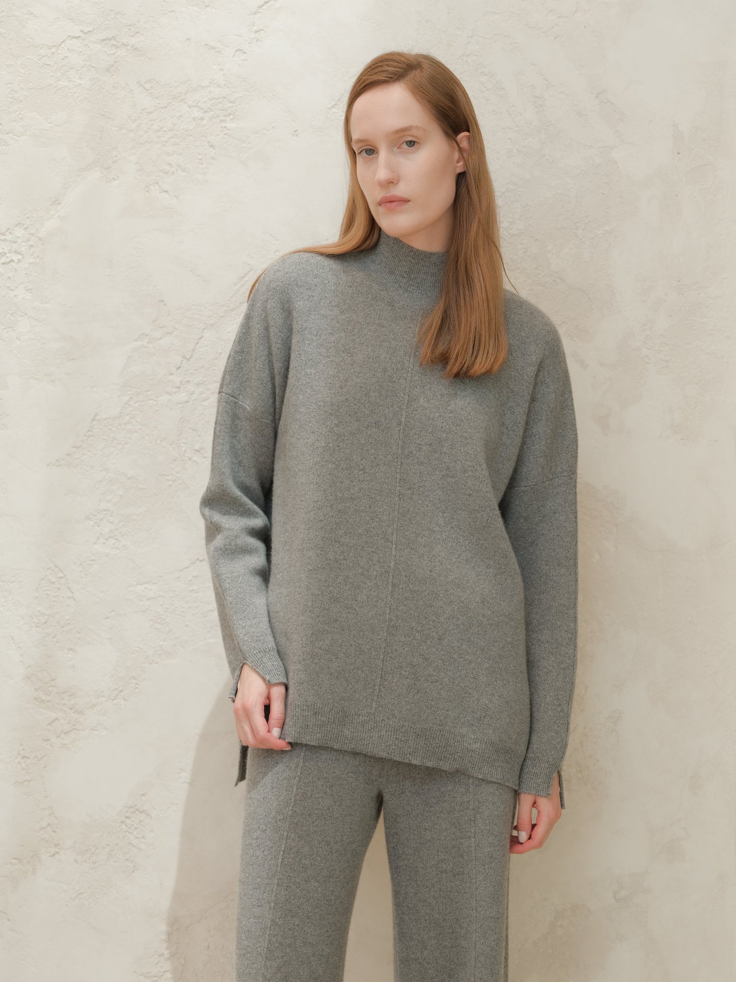 Knitwear Steel Grey / S Wool & Cashmere Mix Solid Maxi Turtleneck Sweater San Rocco Italia