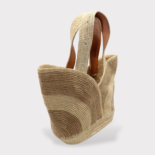 Handbag & Wallet Accessories Yasmin - Handmade Natural Raffia Tulip Tote Bag - Khaki San Rocco Italia