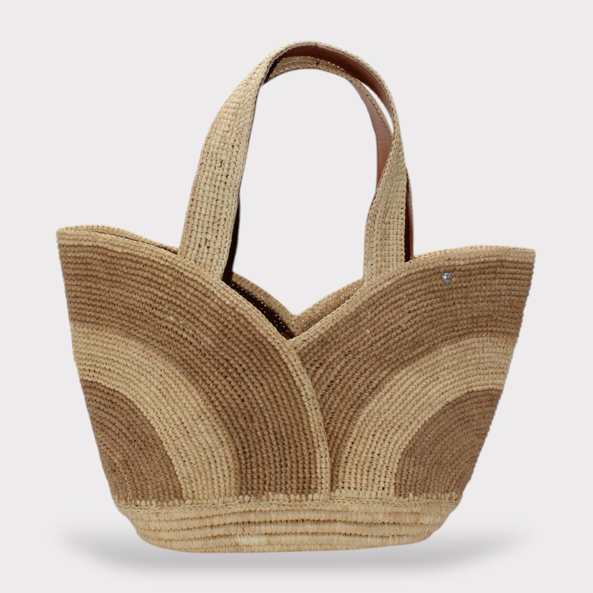 Handbag & Wallet Accessories Yasmin - Handmade Natural Raffia Tulip Tote Bag - Khaki San Rocco Italia
