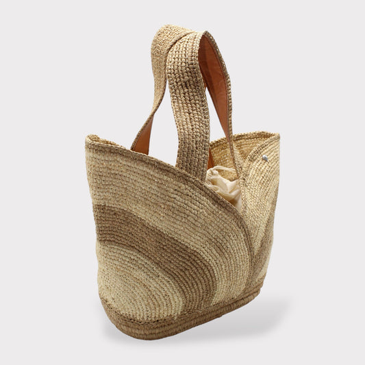 Handbag & Wallet Accessories Yasmin - Handmade Natural Raffia Tulip Tote Bag Natural Color San Rocco Italia