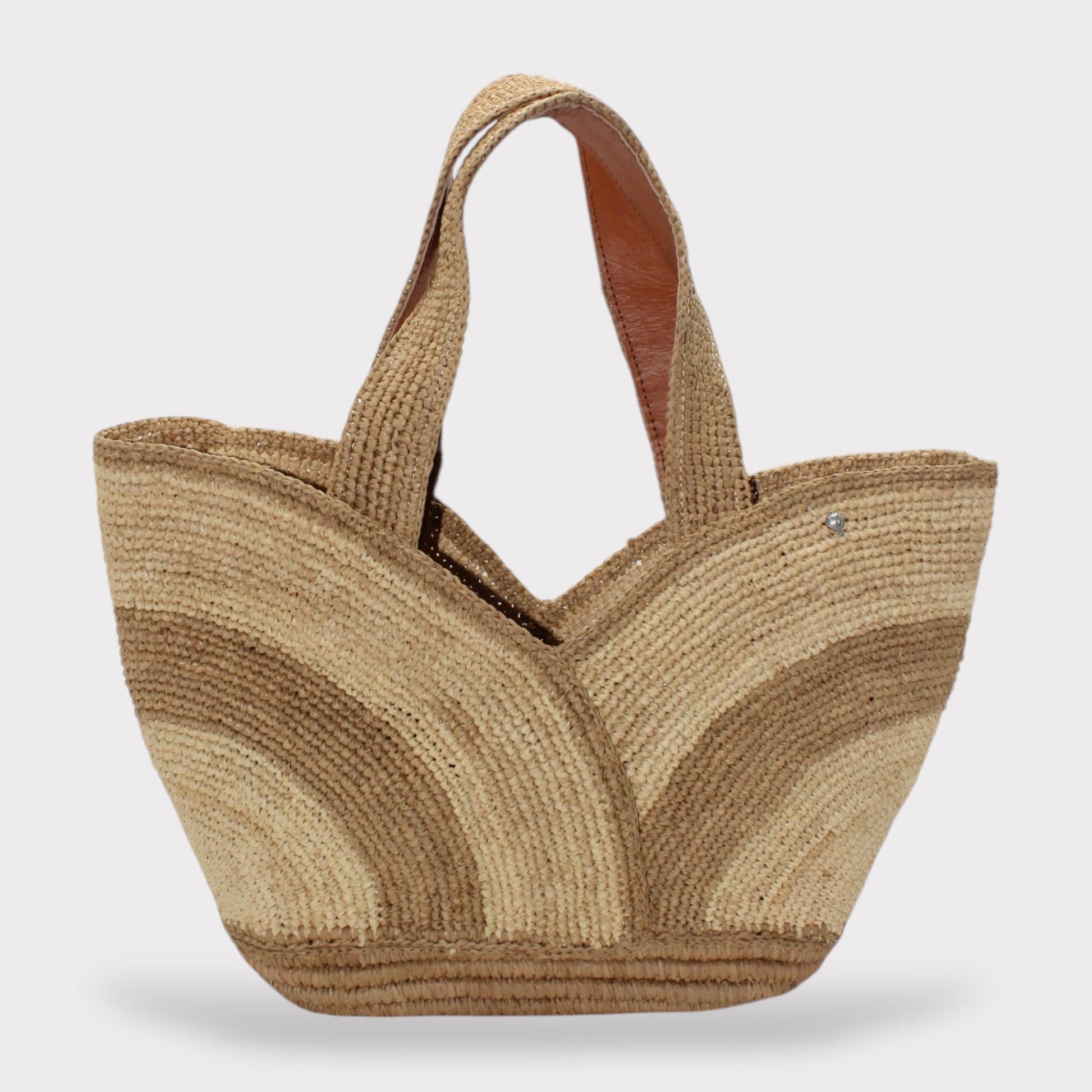 Handbag & Wallet Accessories Yasmin - Handmade Natural Raffia Tulip Tote Bag Natural Color San Rocco Italia