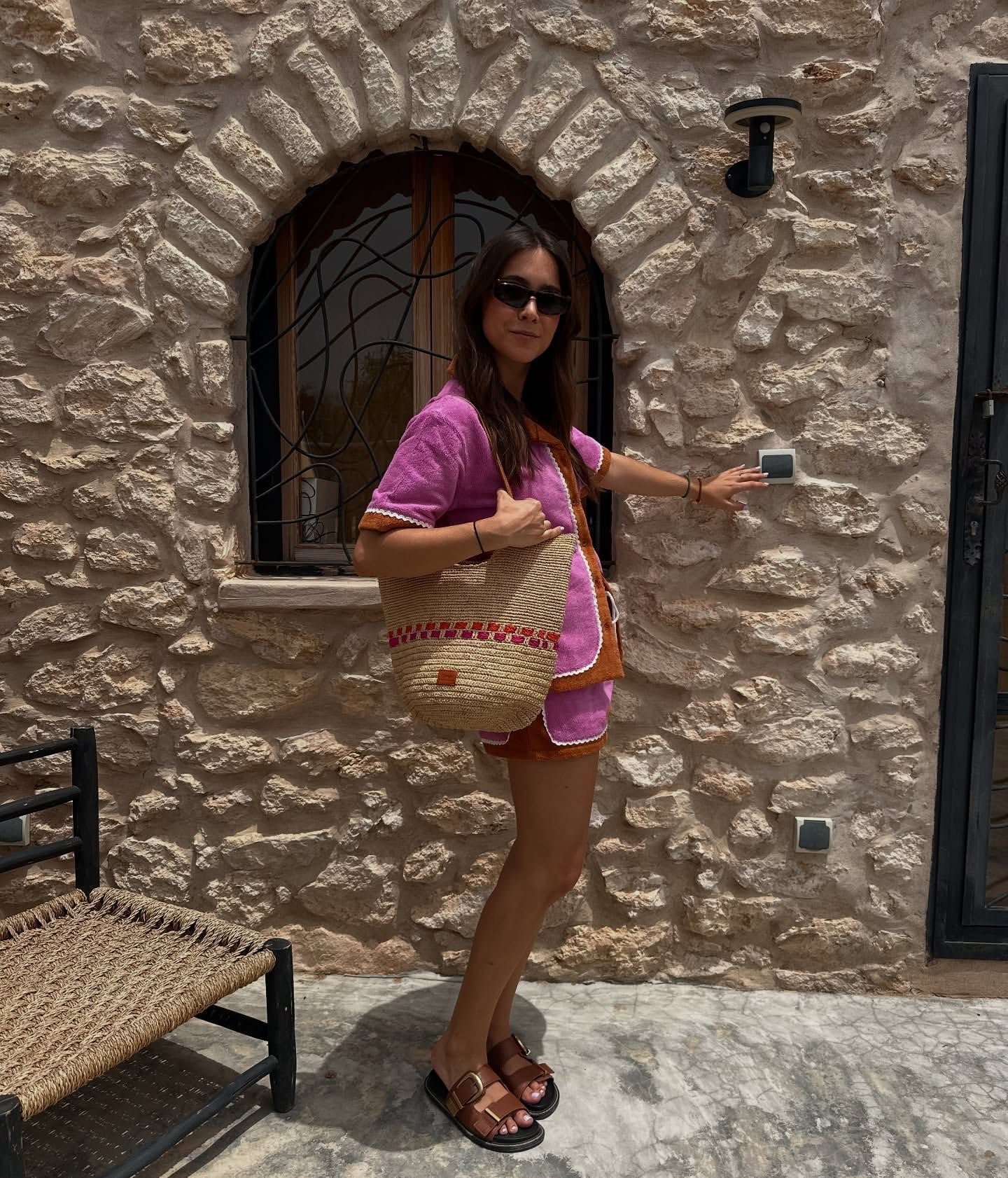 Handbag & Wallet Accessories Zola - Handmade Natural Raffia Tote Bag - Fuchsia and Orange San Rocco Italia