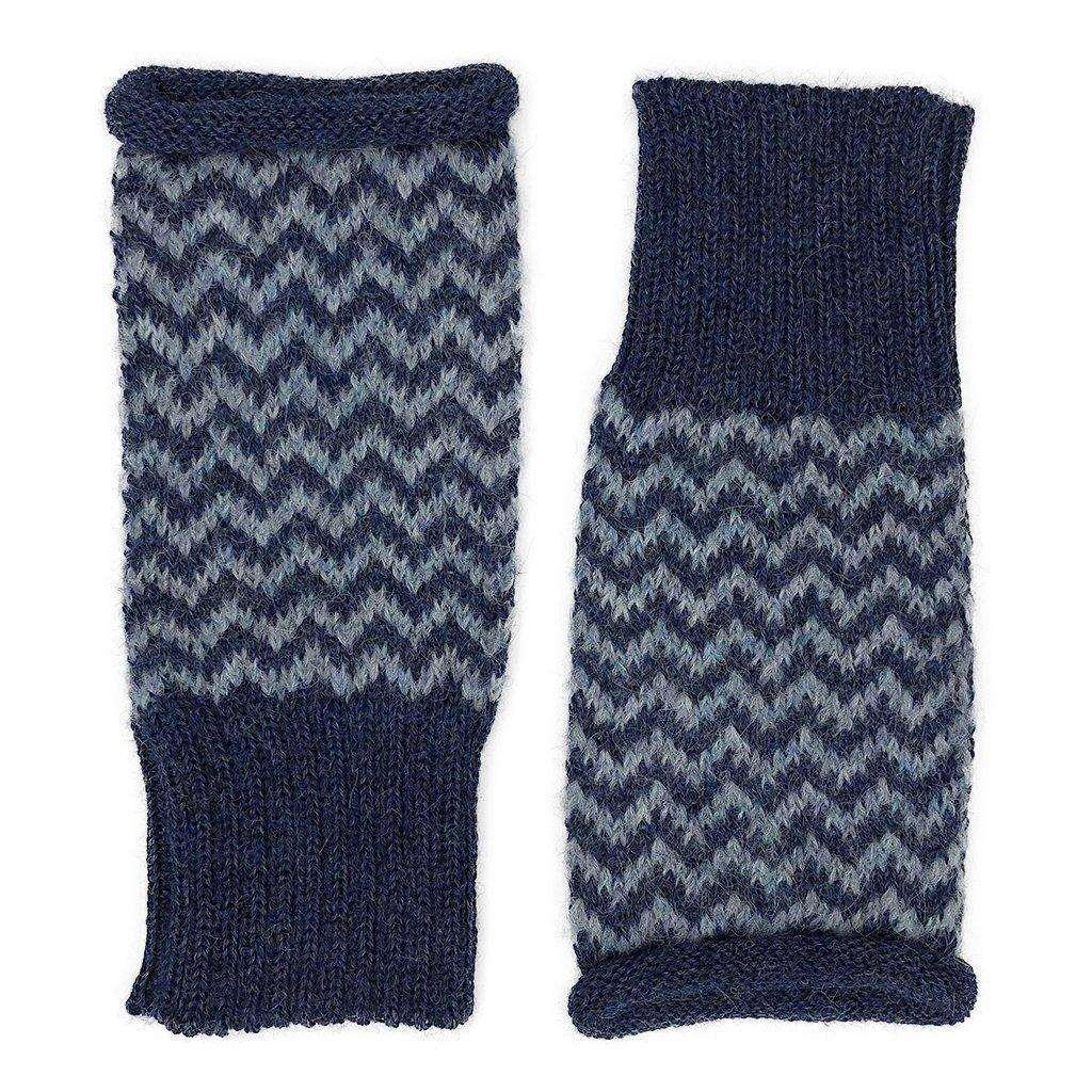 Azul Chevron Knit Fingerless Alpaca Gloves - Premium Accessories - Shop now at San Rocco Italia