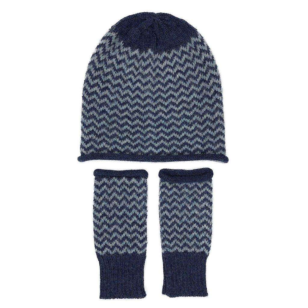 Azul Chevron Knit Fingerless Alpaca Gloves - Premium Accessories - Shop now at San Rocco Italia