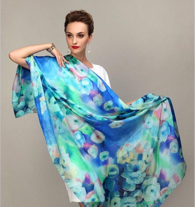 Large, Sheer Genuine Mulberry Silk Scarf | 175 x 110 cm (approx. 69 x 43 inches) - Premium Accessories - Shop now at San Rocco Italia