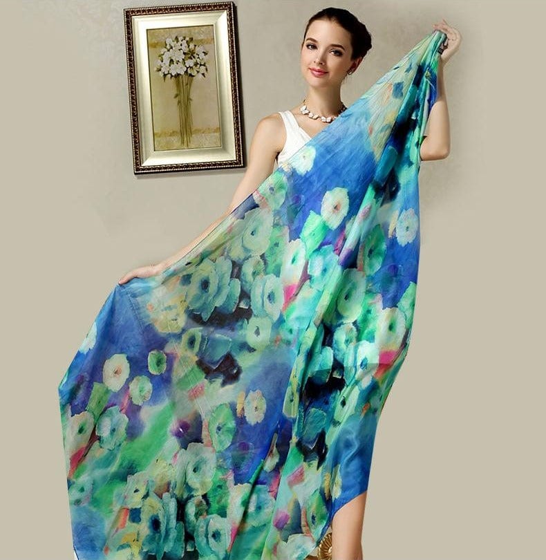 Large, Sheer Genuine Mulberry Silk Scarf | 175 x 110 cm (approx. 69 x 43 inches) - Premium Accessories - Shop now at San Rocco Italia