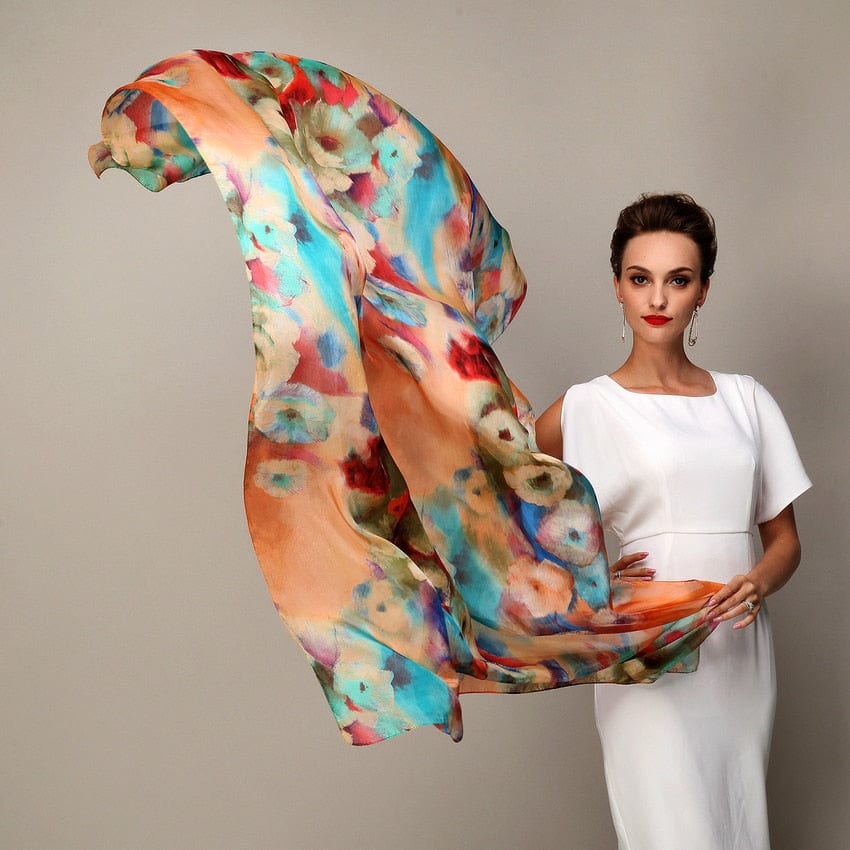 Large, Sheer Genuine Mulberry Silk Scarf | 175 x 110 cm (approx. 69 x 43 inches) - Premium Accessories - Shop now at San Rocco Italia