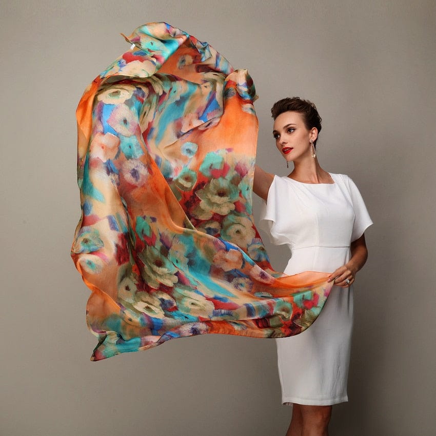 Large, Sheer Genuine Mulberry Silk Scarf | 175 x 110 cm (approx. 69 x 43 inches) - Premium Accessories - Shop now at San Rocco Italia