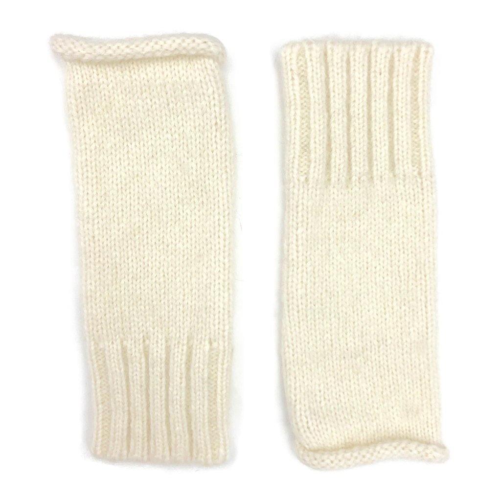 Snow White Essential Knit Alpaca Fingerless Gloves - Premium Accessories - Shop now at San Rocco Italia