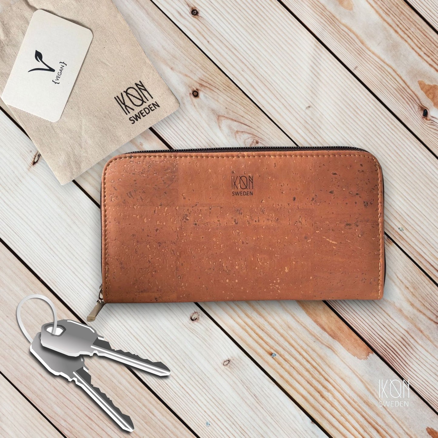 Cork Vegan Leather Zip Wallet for Women - Rosy Brown - Premium Bags & Wallets - Just €85.95! Shop now at San Rocco Italia