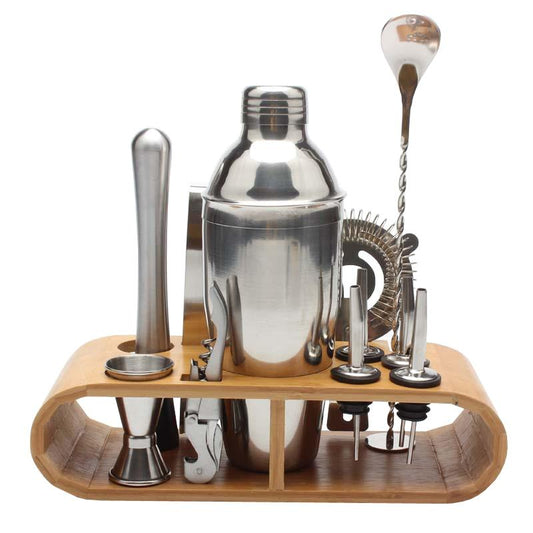 Bar Set for Mixing Drinks and Cocktails with Wooden Rack - Premium Barware - Just €65.95! Shop now at San Rocco Italia