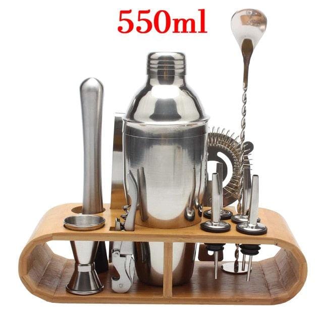 Bar Set for Mixing Drinks and Cocktails with Wooden Rack - Premium Barware - Just €65.95! Shop now at San Rocco Italia