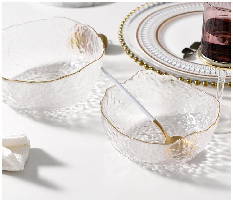 Iceberg Glass Bowl with Gilded Edge - Premium Bowl - Shop now at San Rocco Italia