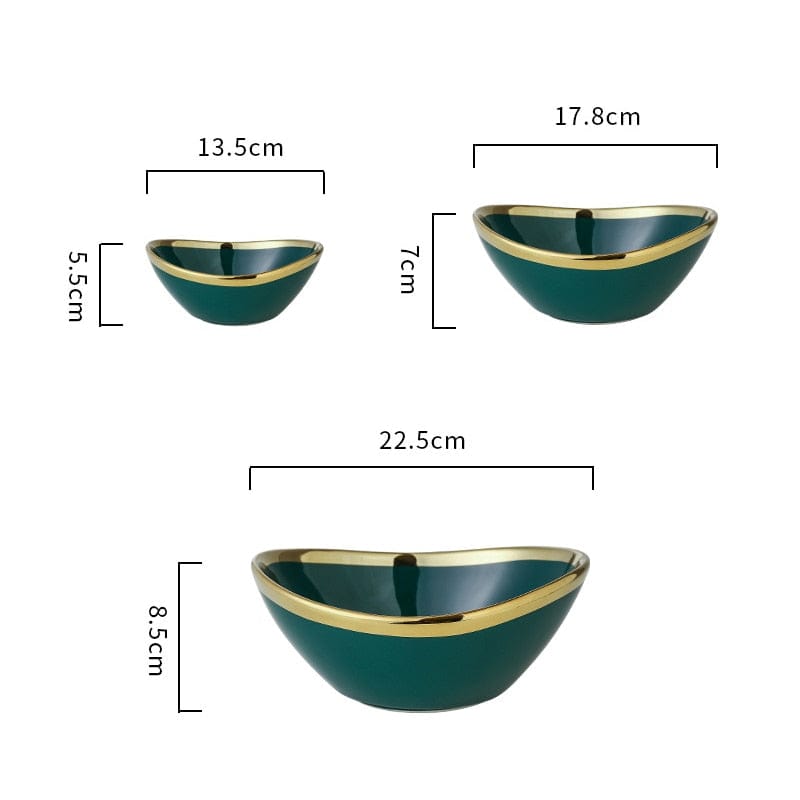 Luxury Green Glazed Ceramic Bowls with Gold Gilding - Premium Bowl - Just €28.95! Shop now at San Rocco Italia
